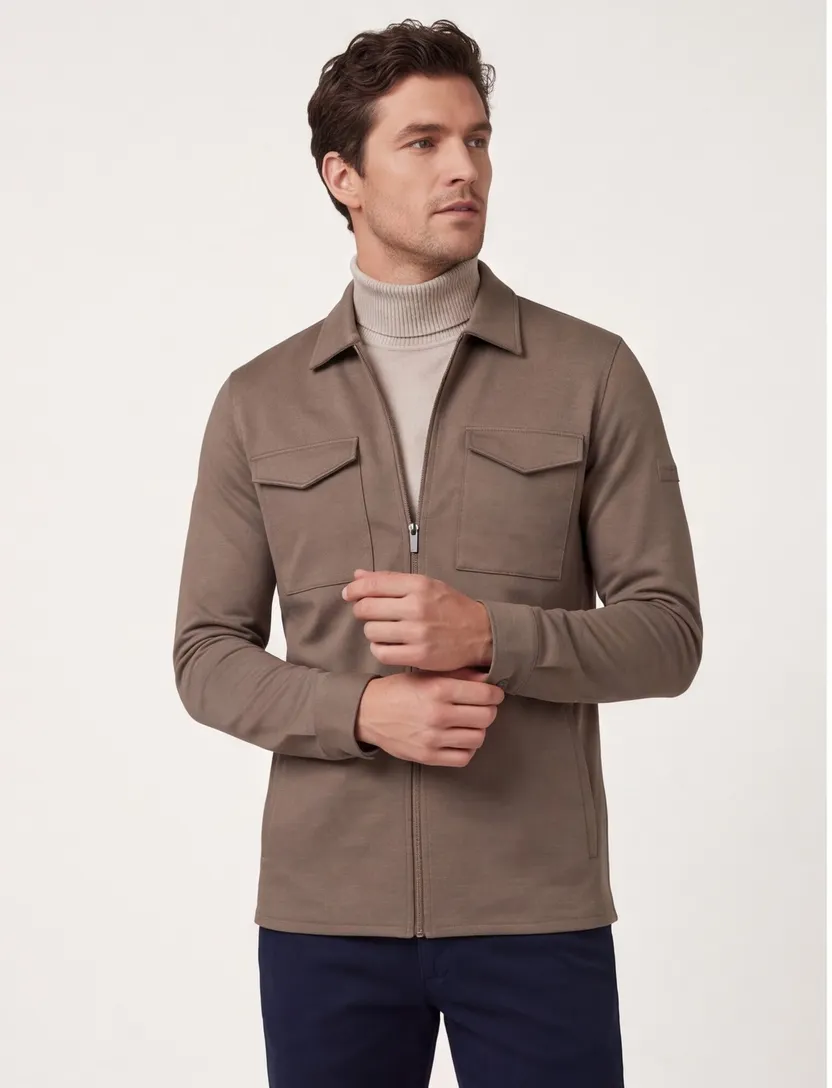 Overshirts Cavallaro bruin taupe Zeradino Melange overshirt