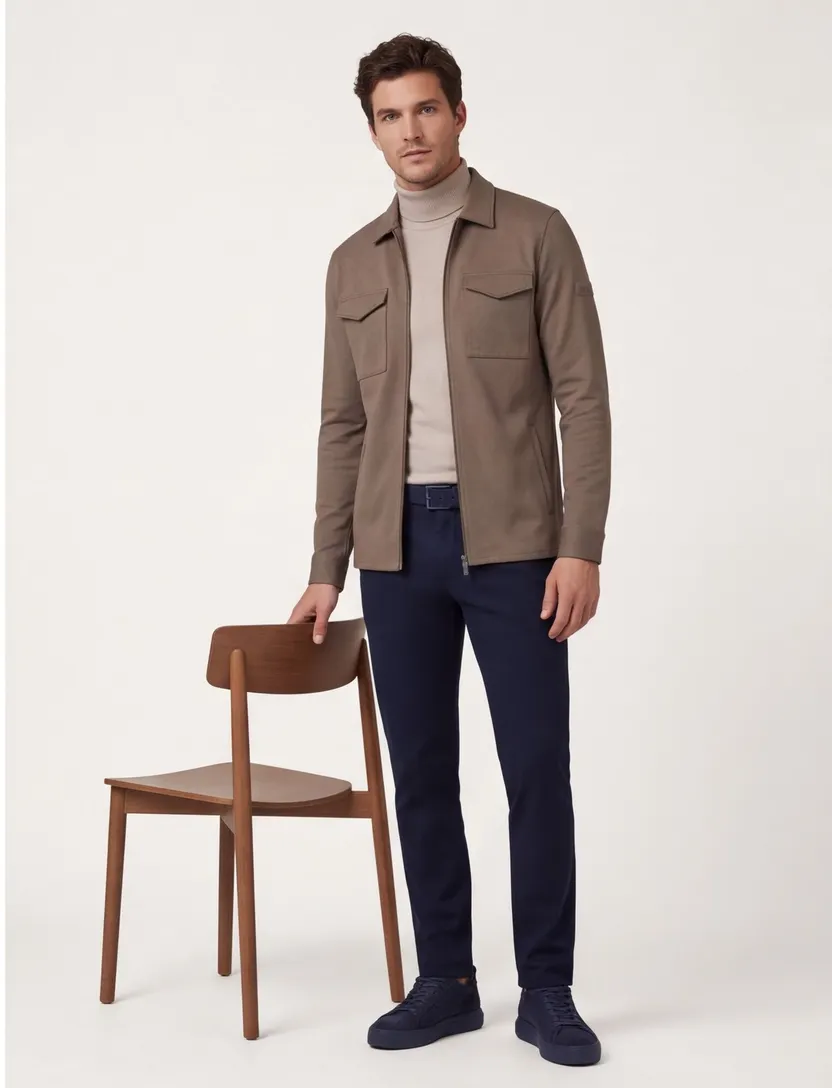 Overshirts Cavallaro bruin taupe Zeradino Melange overshirt