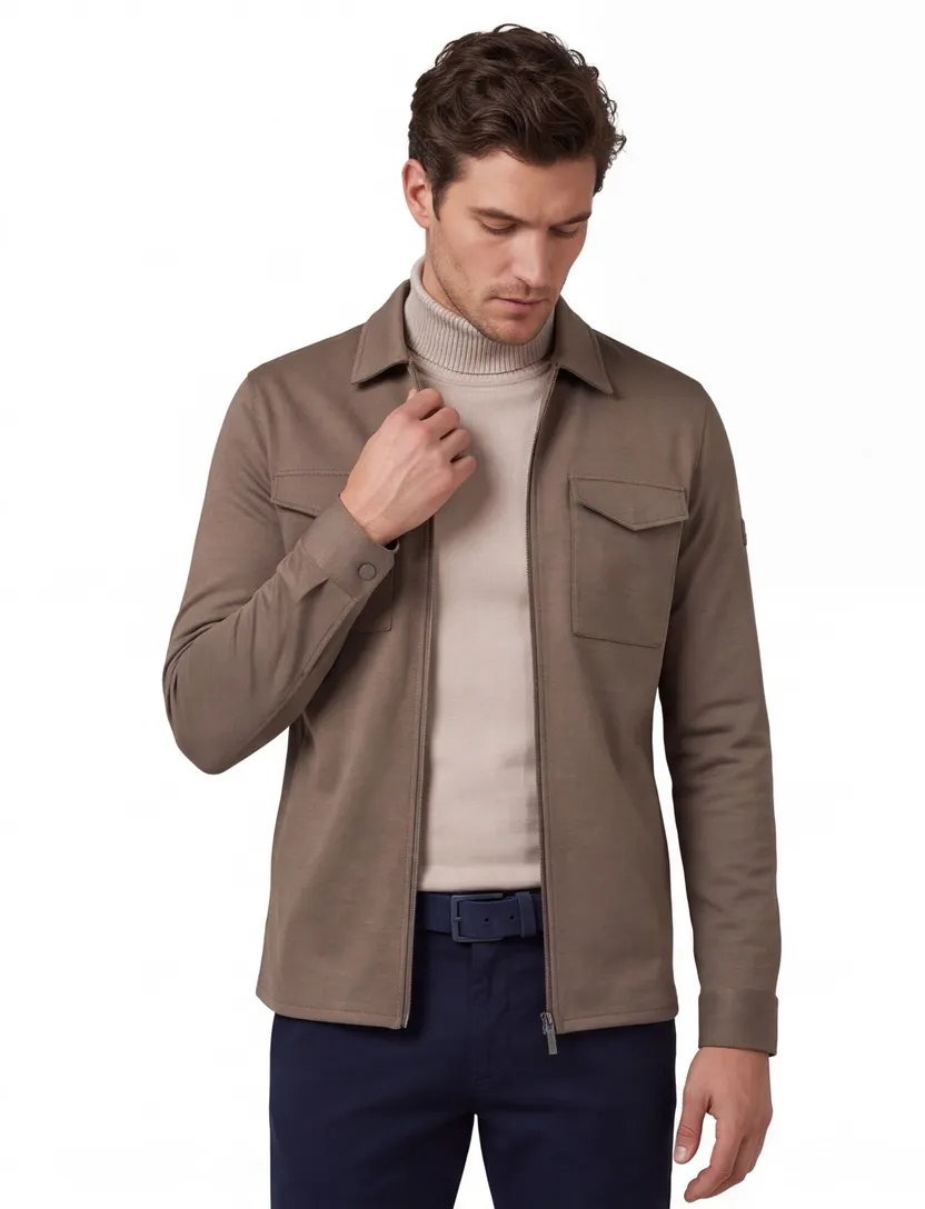 Overshirts Cavallaro bruin taupe Zeradino Melange overshirt