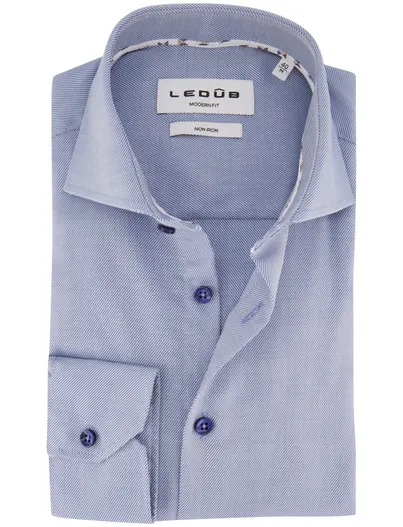 Ledub Overhemden Ledub Modern Fit blauw katoen gestreept
