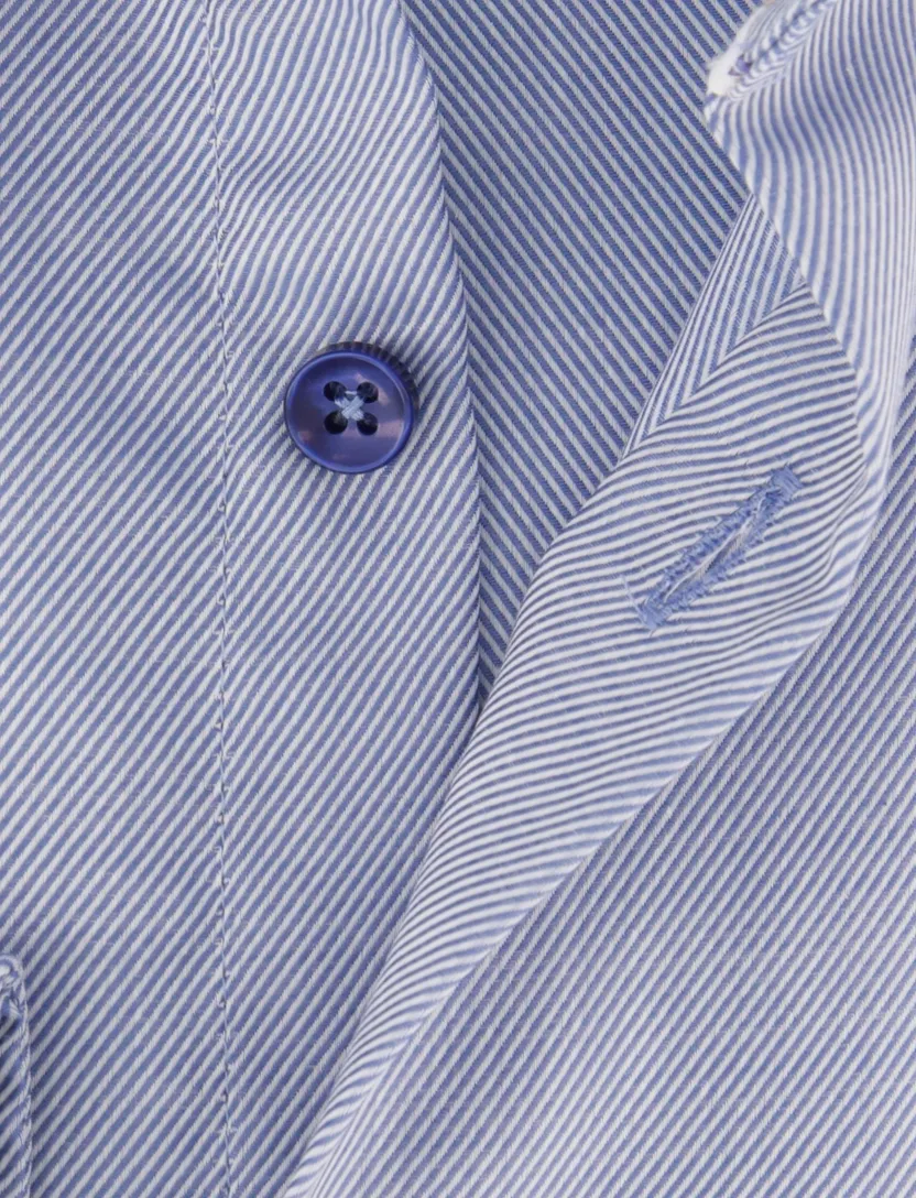 Overhemden Ledub Modern Fit blauw katoen gestreept