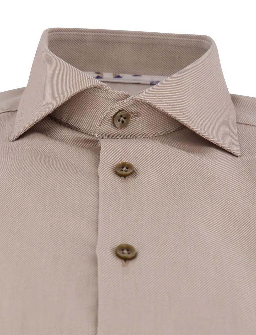 Overhemden Ledub Modern Fit beige strijkvrij