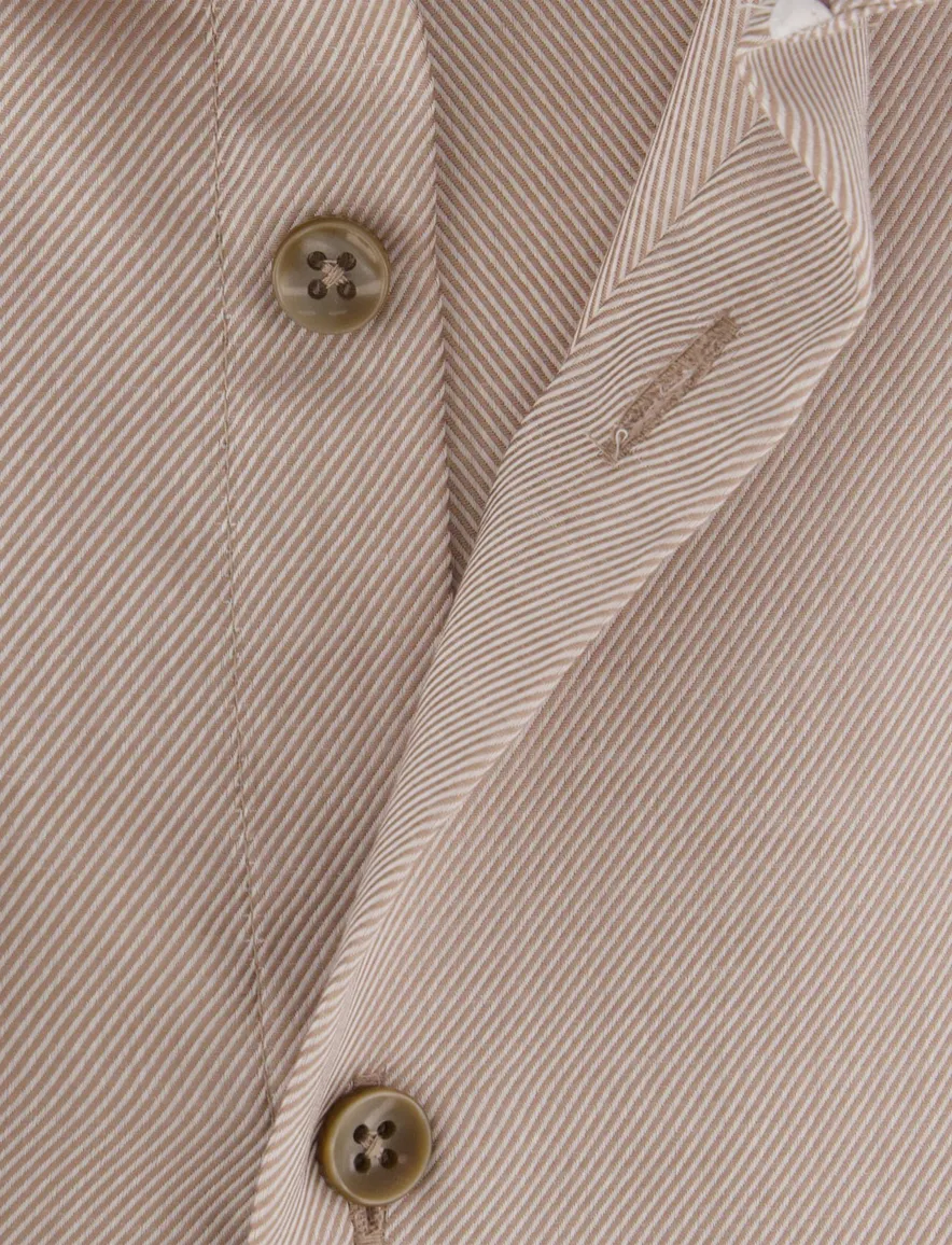 Ledub Modern Fit overhemd beige geprint strijkvrij