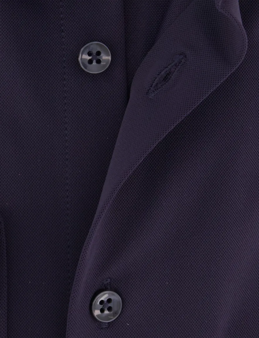 Ledub Slim Fit overhemd donkerblauw stretch strijkvrij