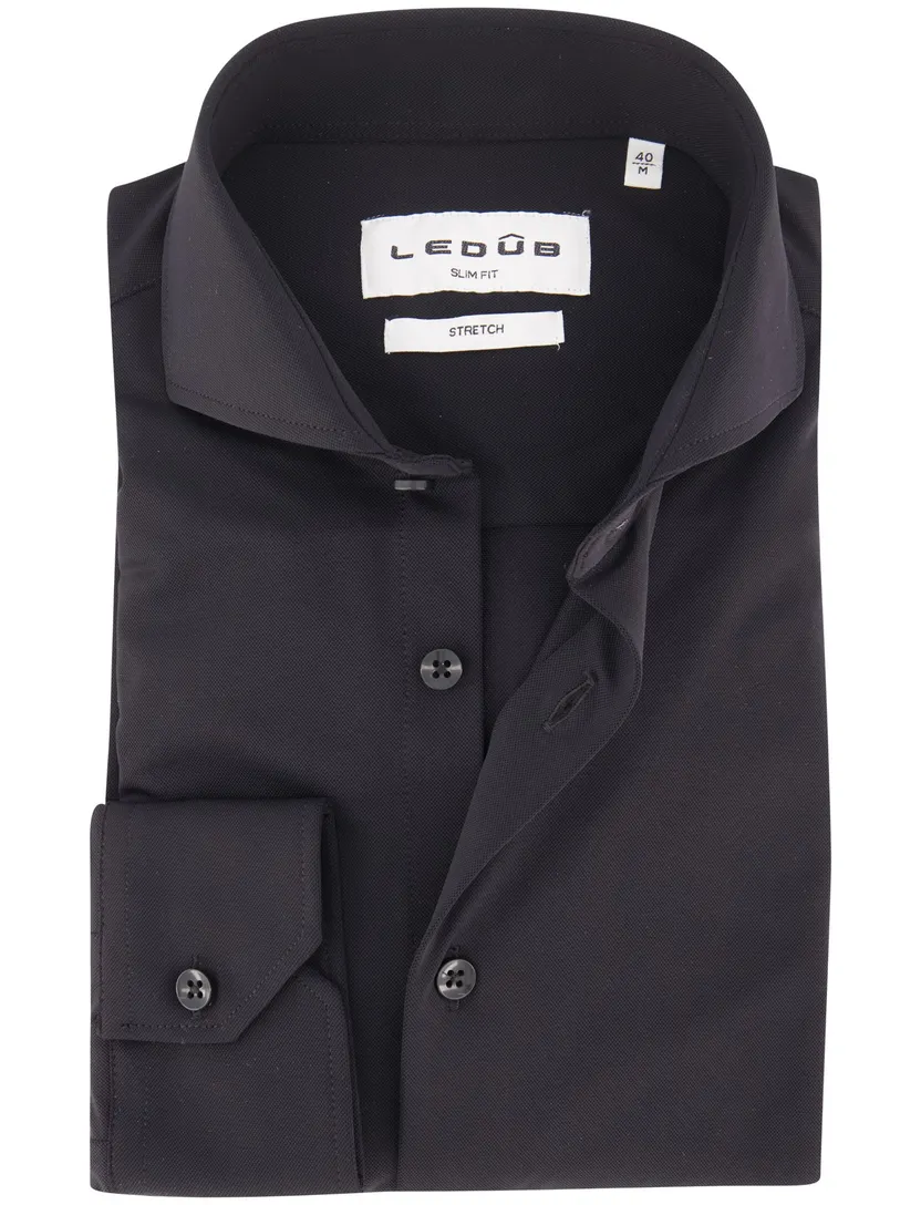 Overhemd Ledub Slim Fit zwart cutaway