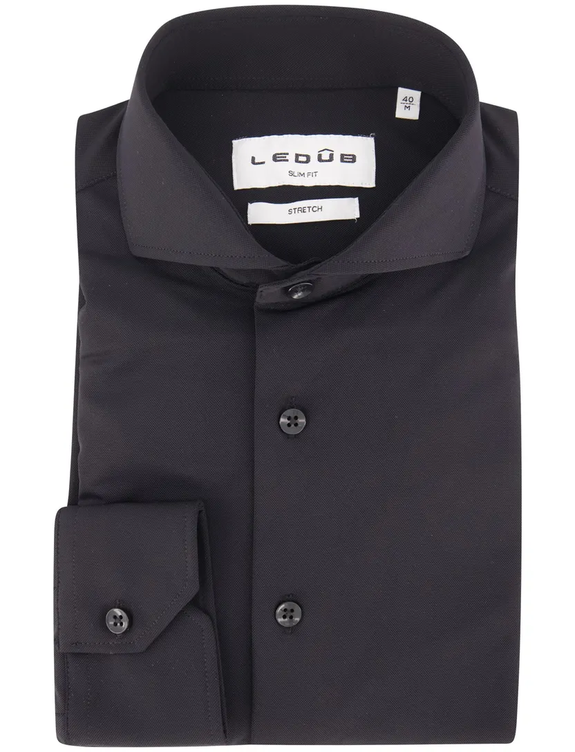 Overhemd Ledub Slim Fit zwart cutaway