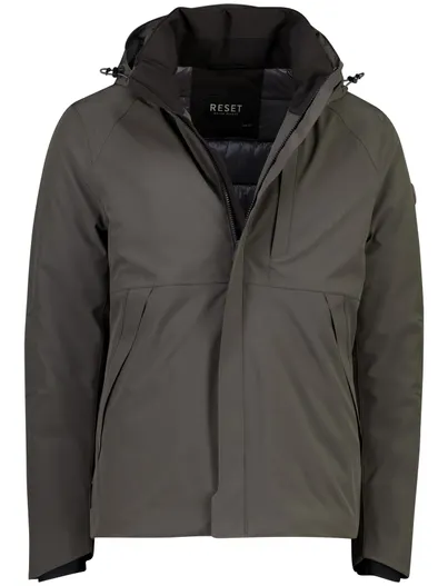 Reset Reset parka jas donkergroen waterafstotend