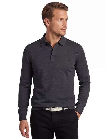 Brax Brax poloshirt grijs gebreid