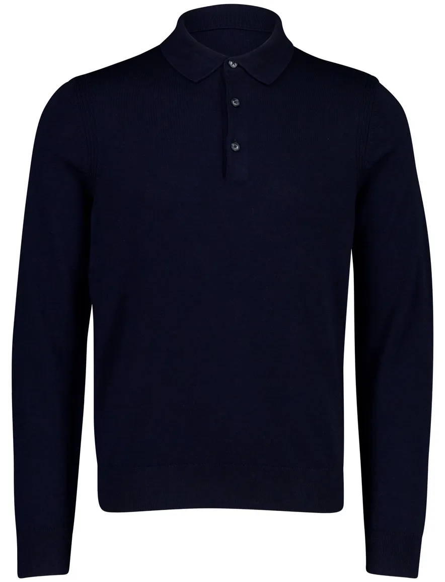 Brax poloshirt donkerblauw merinowol