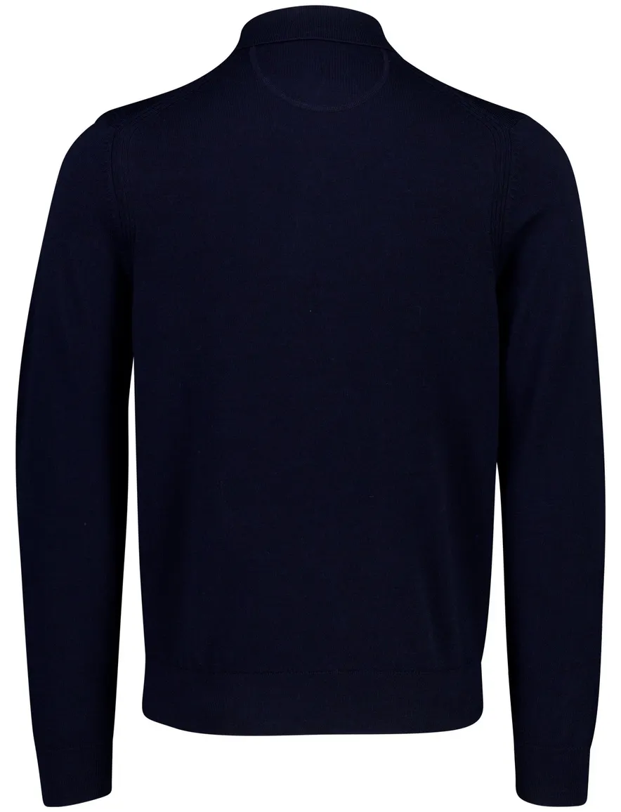 Brax poloshirt donkerblauw merinowol