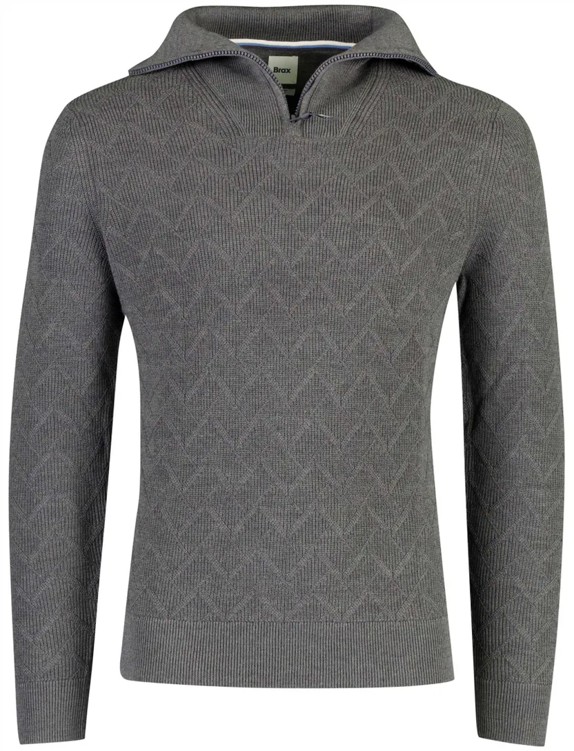 Trui Brax grijs half zip