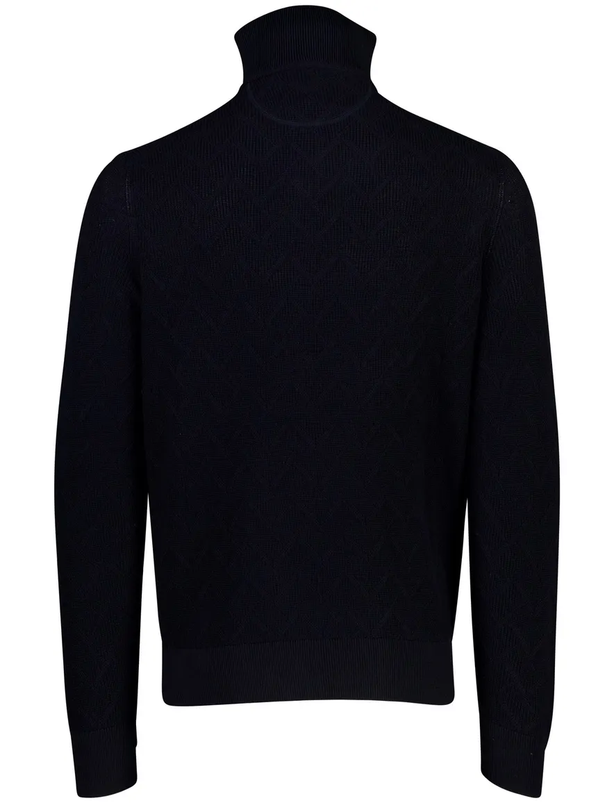 Brax trui half zip donkerblauw grof gebreid