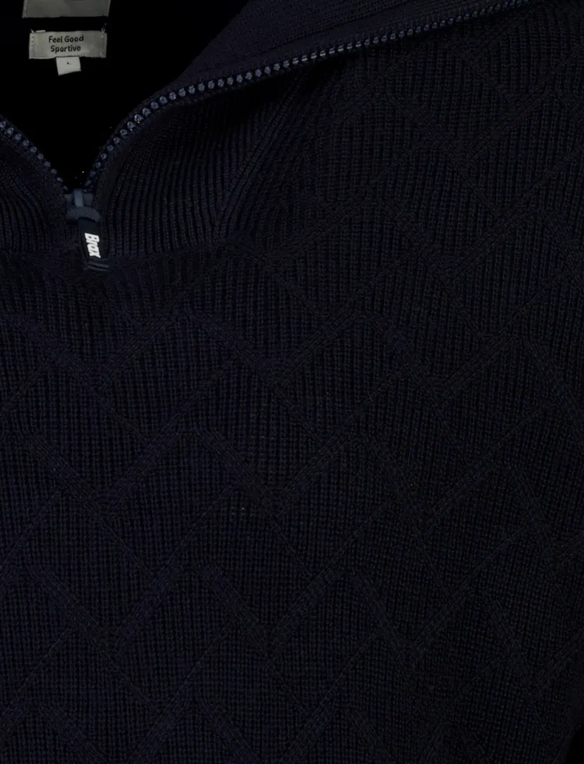 Trui Brax donkerblauw half zip