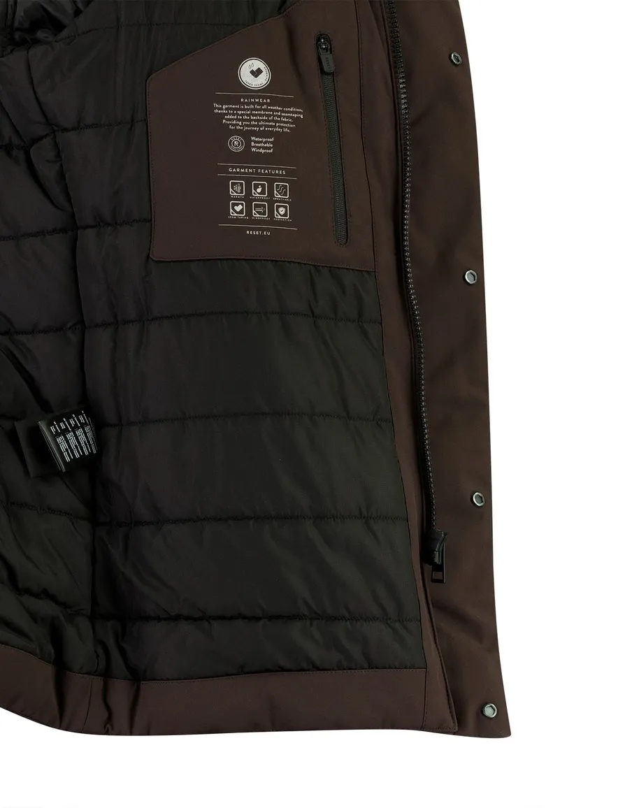 Reset overjas bruin polyester gevoerd