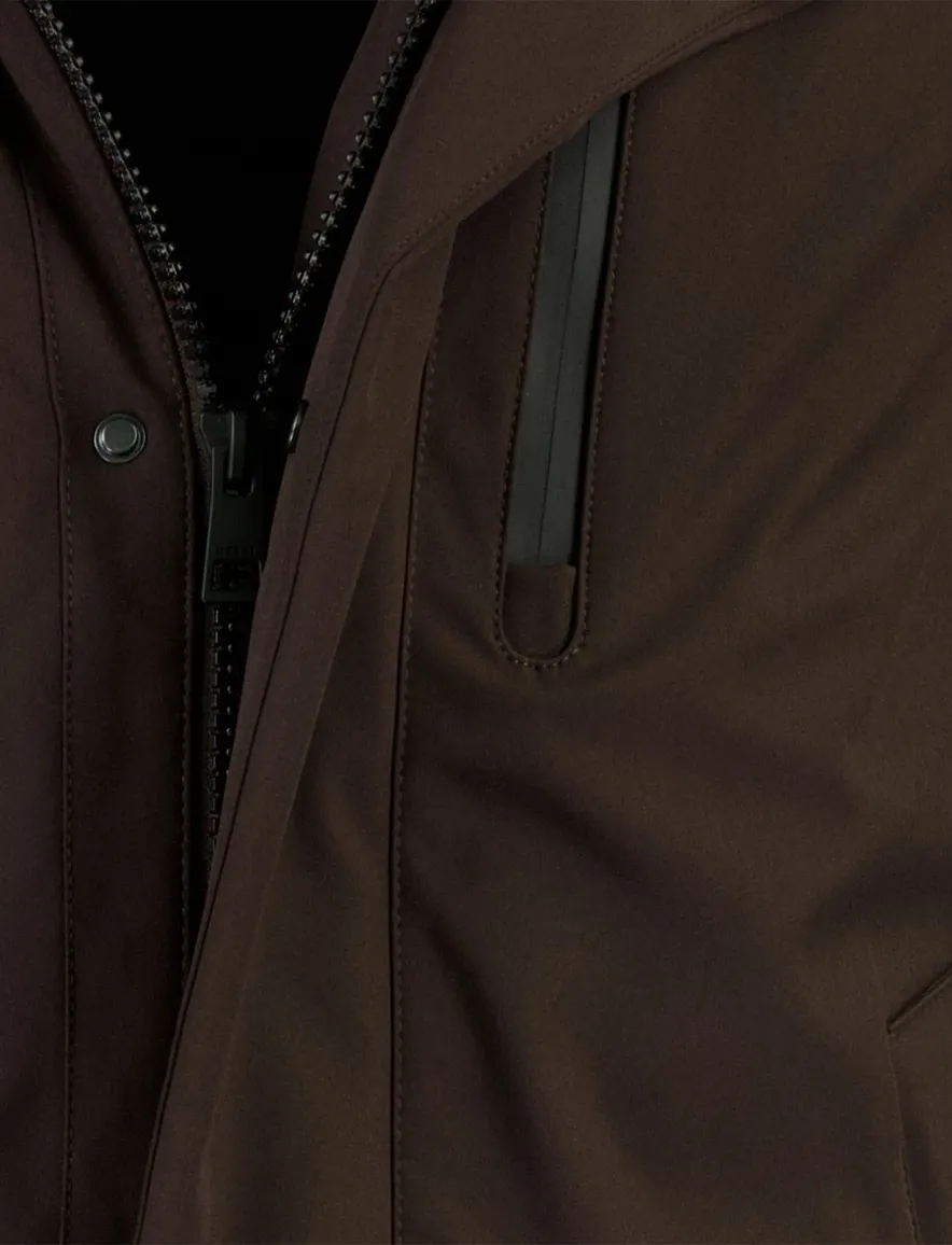 Reset overjas bruin polyester gevoerd