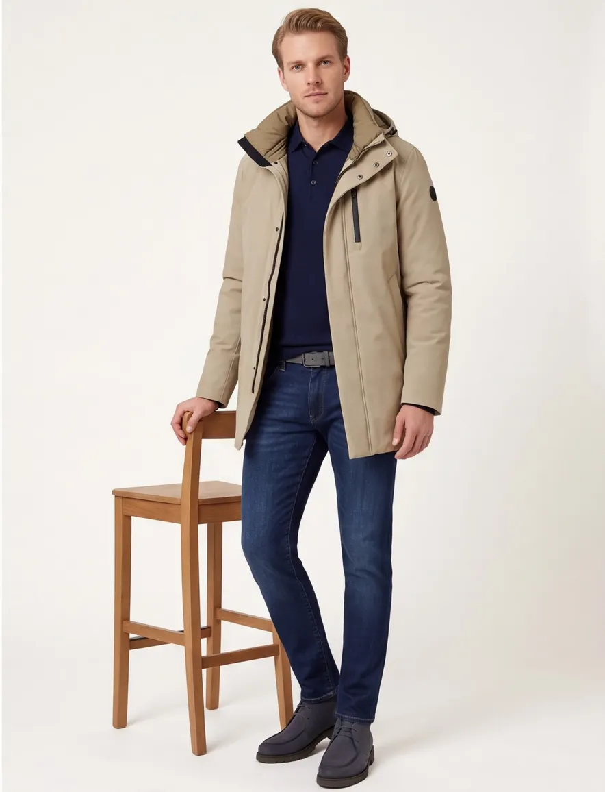 Reset parka jas khaki waterafstotend met borstzak