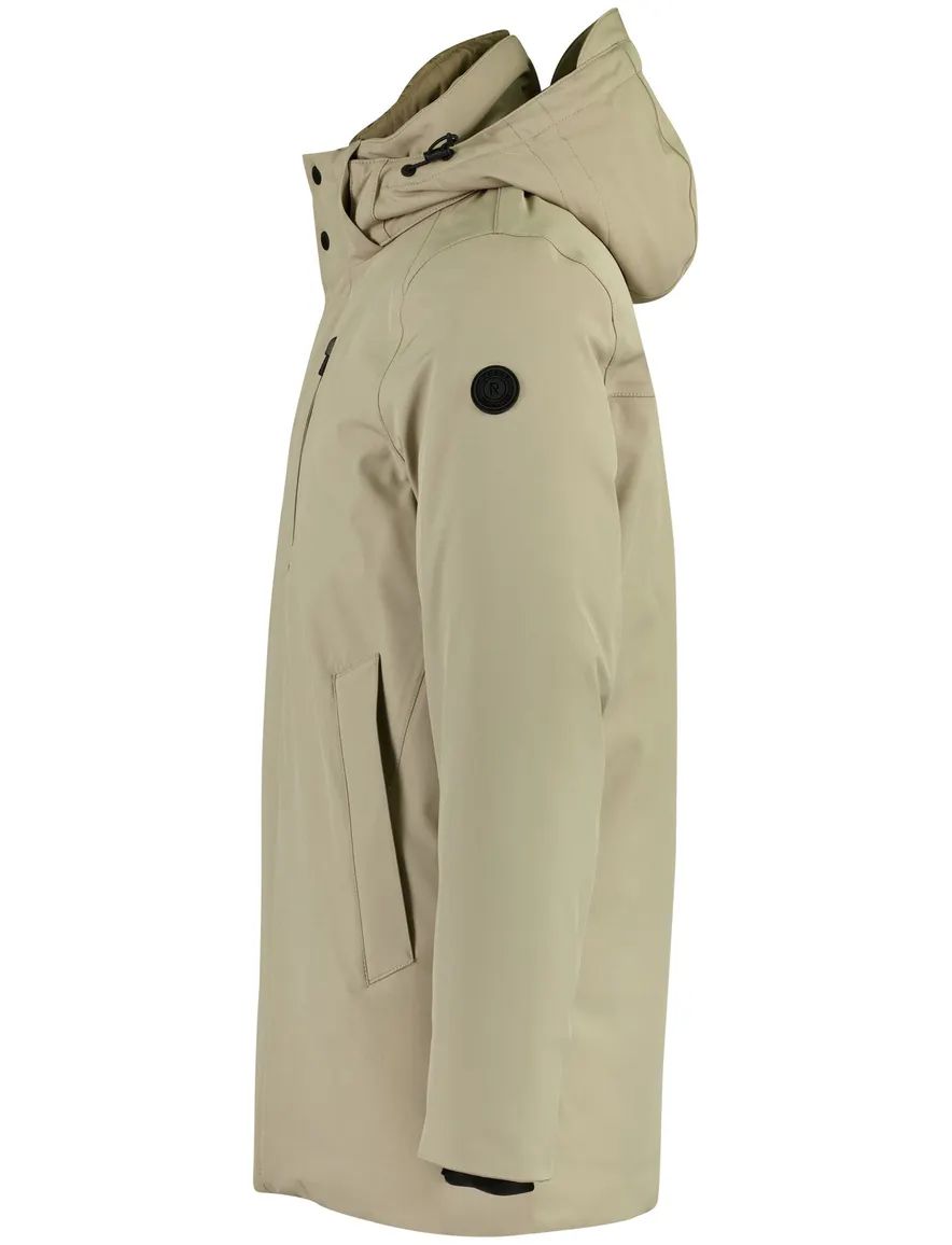 Reset parka jas khaki waterafstotend met borstzak