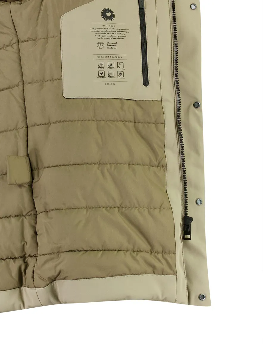 Reset parka jas khaki waterafstotend met borstzak