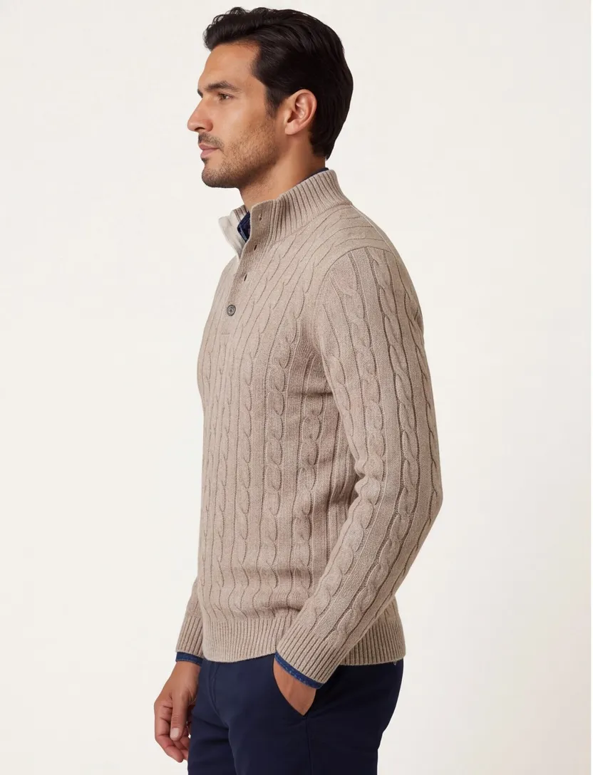 Trui Born With Appetite beige gebreid