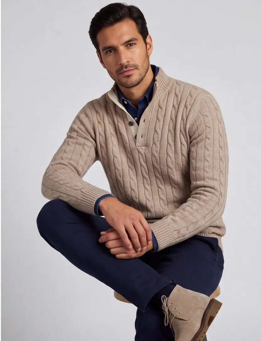 Trui Born With Appetite beige gebreid