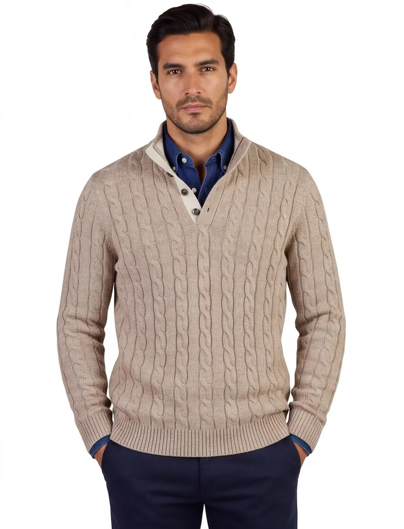 Trui Born With Appetite beige gebreid