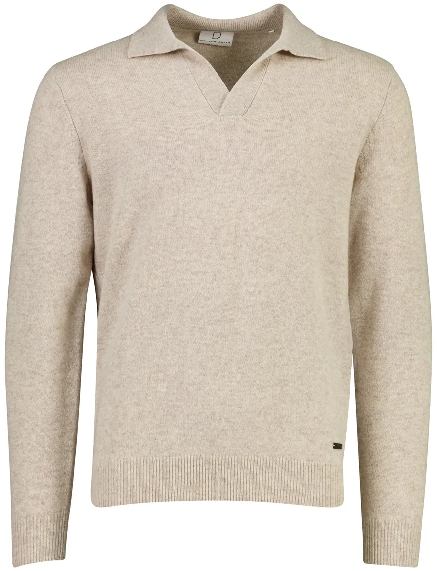 Born With Appetite trui beige met rugbykraag