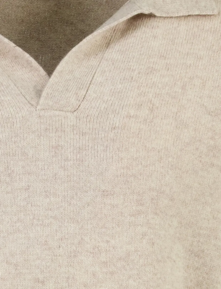 Born With Appetite trui beige met rugbykraag