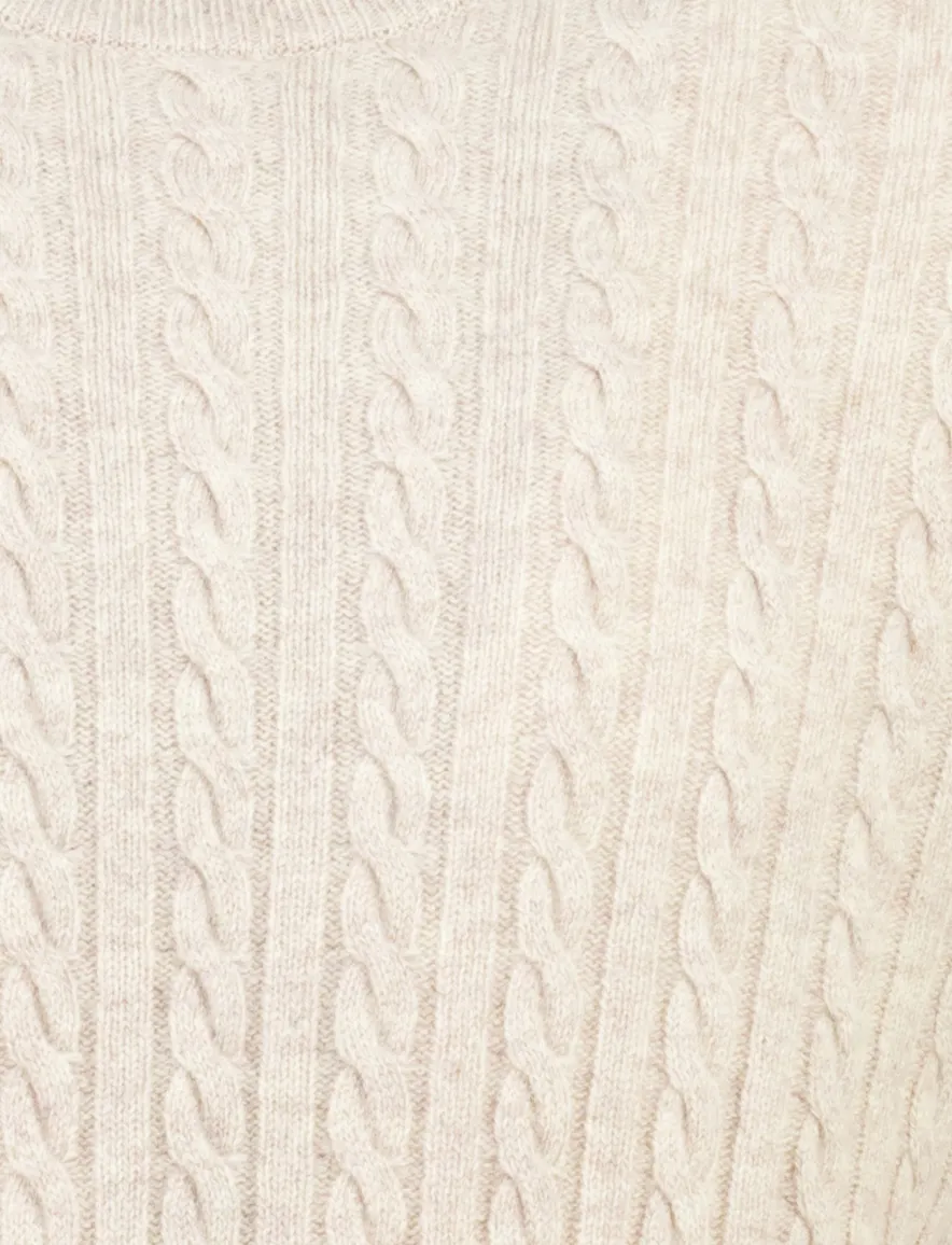 Born With Appetite trui beige ronde hals grof gebreid