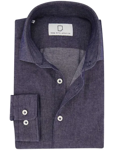 Born With Appetite Born With Appetite overhemd donkerblauw effen