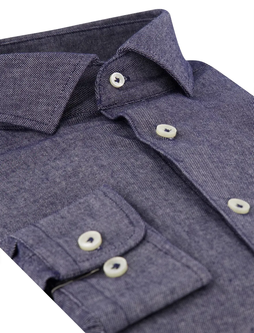 Born With Appetite overhemd donkerblauw effen