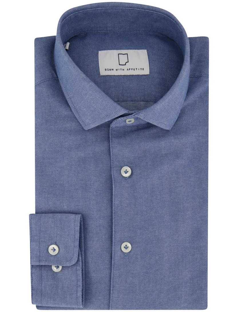 Overhemd Born With Appetite blauw katoen