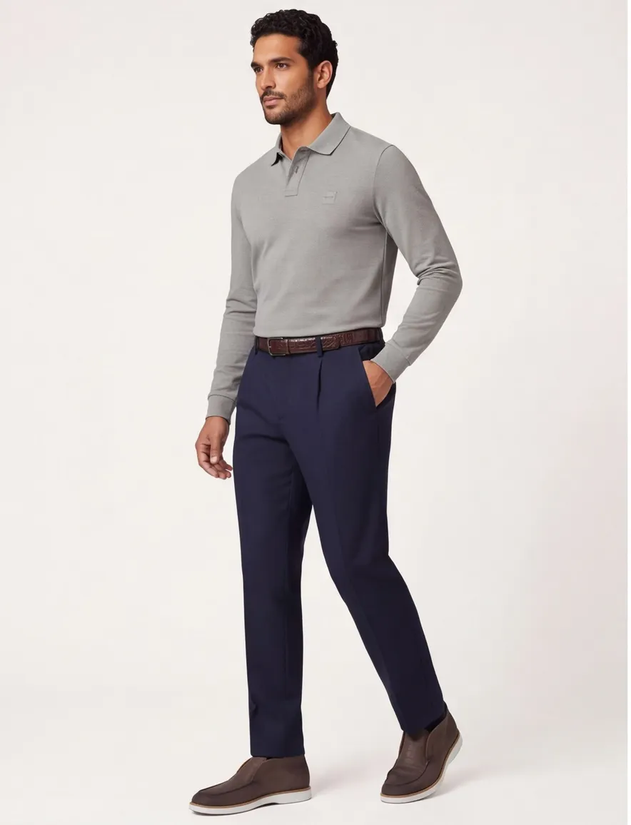 Born With Appetite broek donkerblauw flatfront model