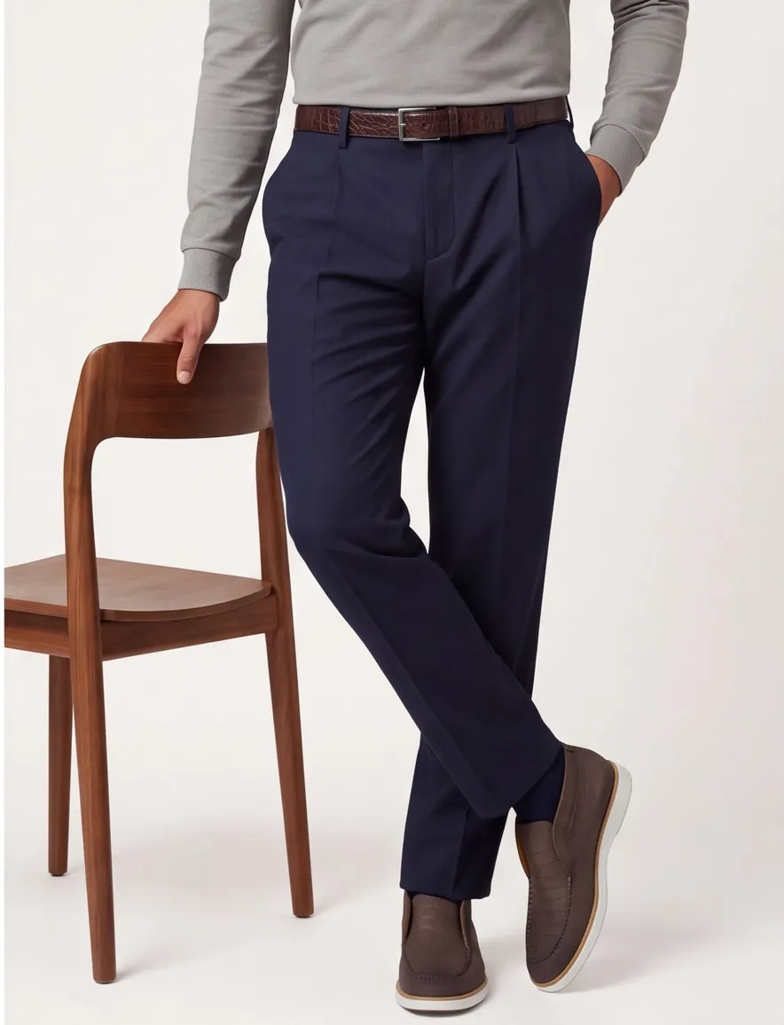 Born With Appetite broek donkerblauw flatfront model