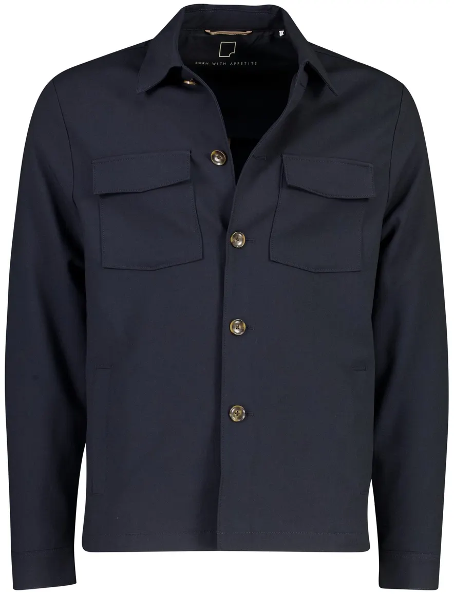 Born With Appetite overshirt donkerblauw met borstzak