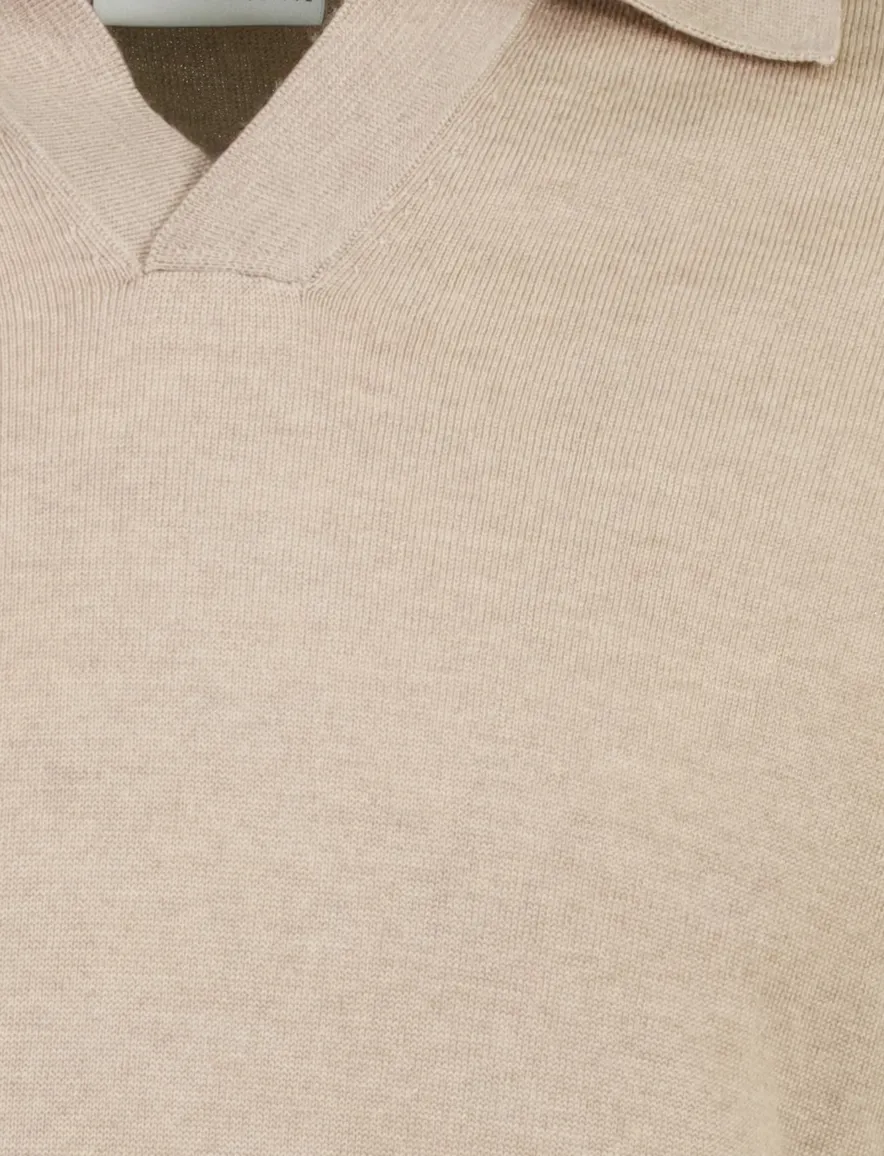 Born With Appetite trui beige gemeleerd gebreid