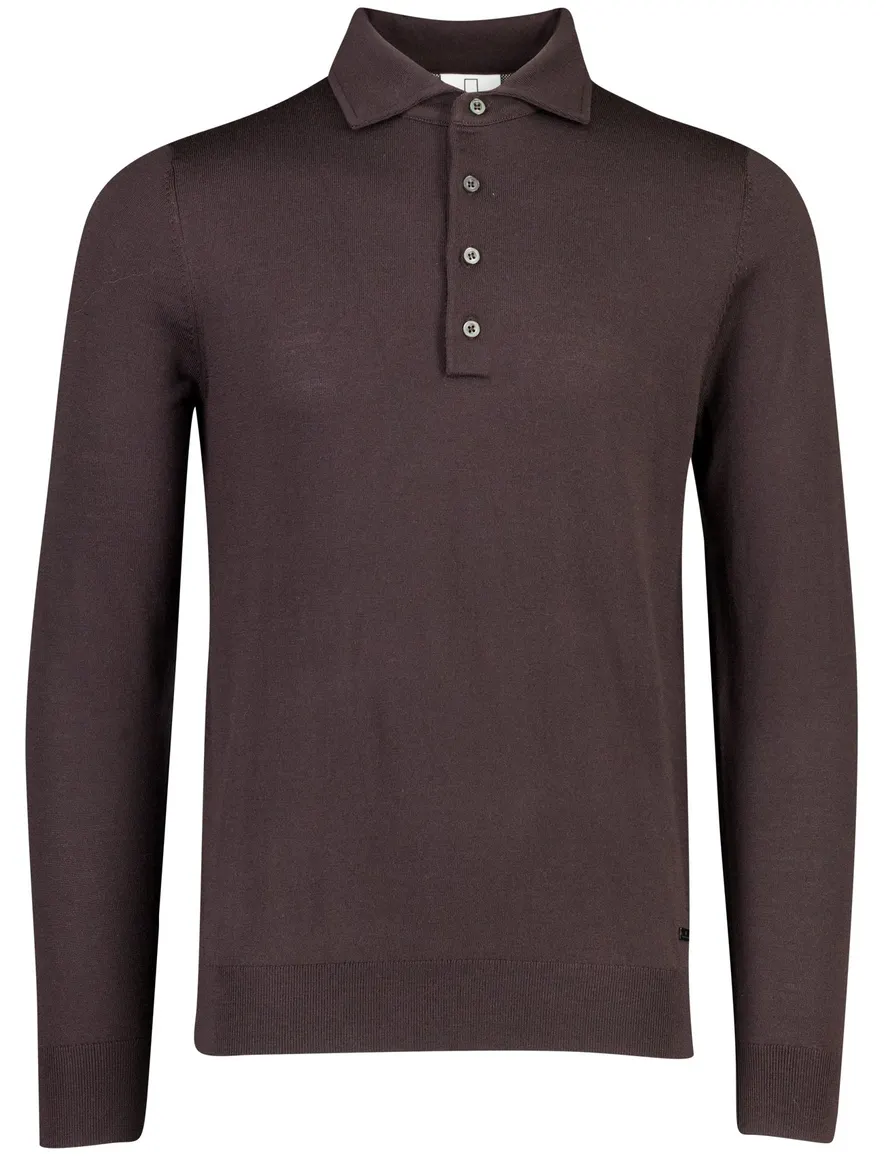 Born With Appetite poloshirt bruin gemeleerd 4 knoops