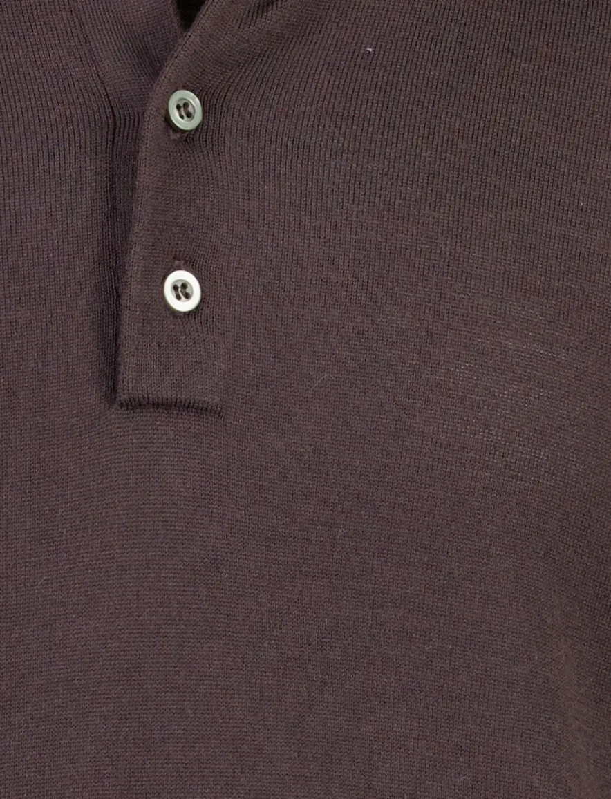 Born With Appetite poloshirt bruin gemeleerd 4 knoops