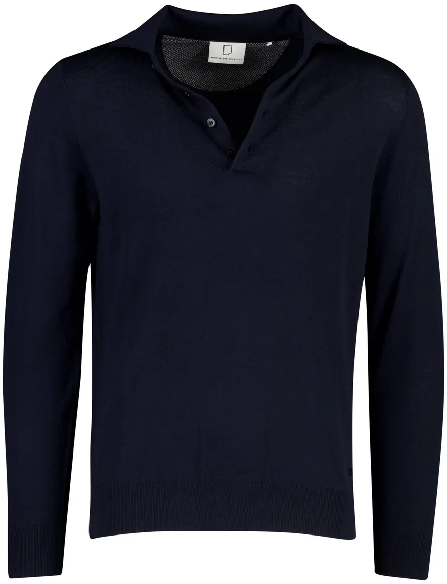 Born With Appetite polo donkerblauw 4 knoops