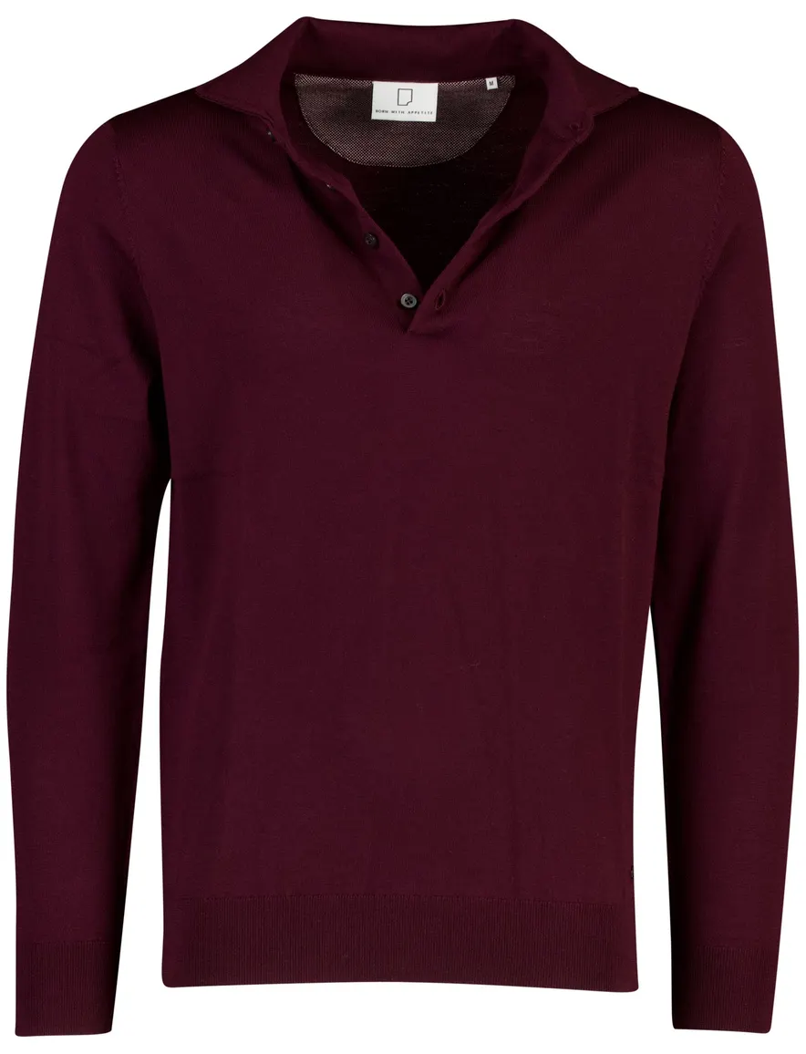 Born With Appetite poloshirt bordeaux 4 knoops