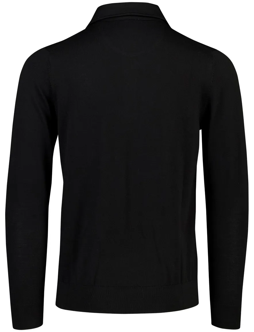 Born With Appetite poloshirt zwart gebreid merinowol