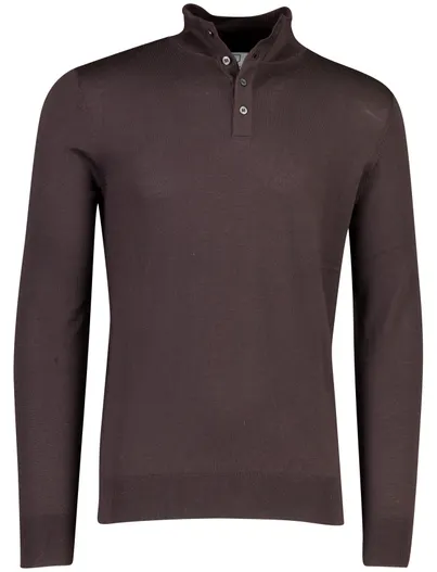 Born With Appetite Born With Appetite trui half zip bruin met knopen