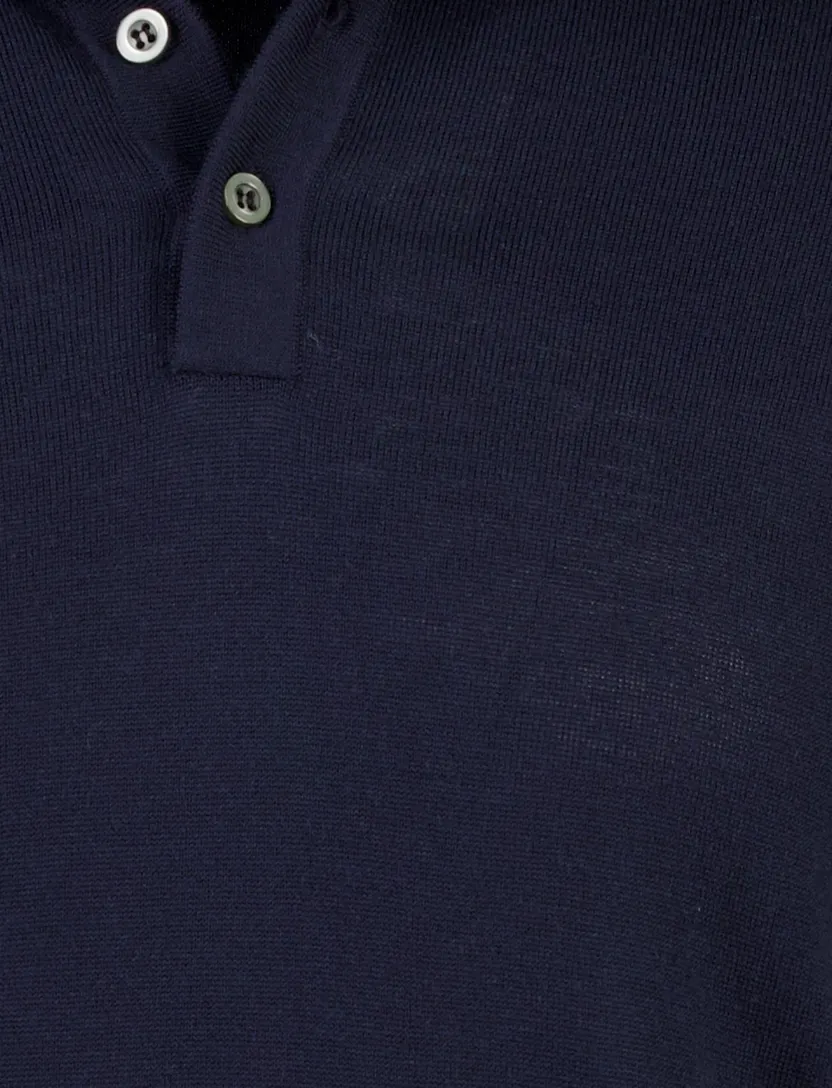 Poloshirt Born With Appetite donkerblauw wol 4 knoops