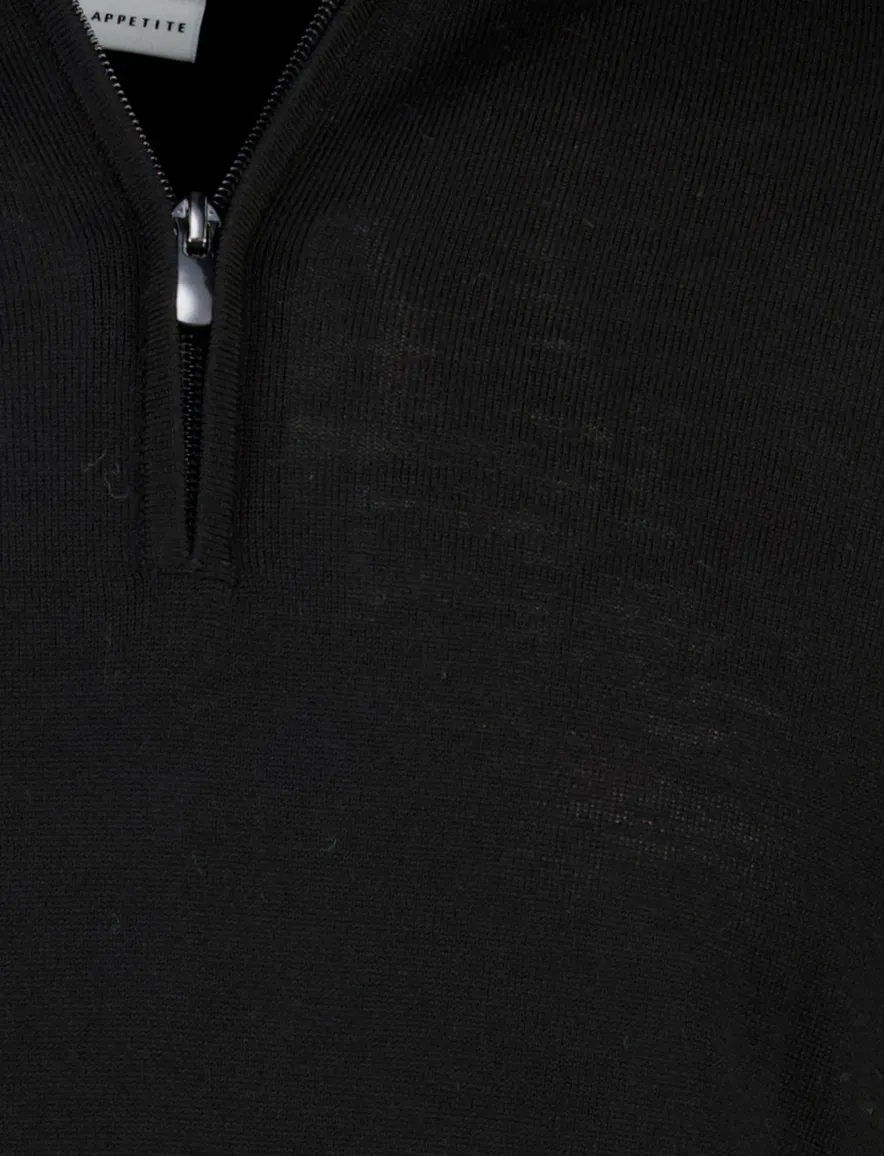 Born With Appetite trui half zip zwart effen