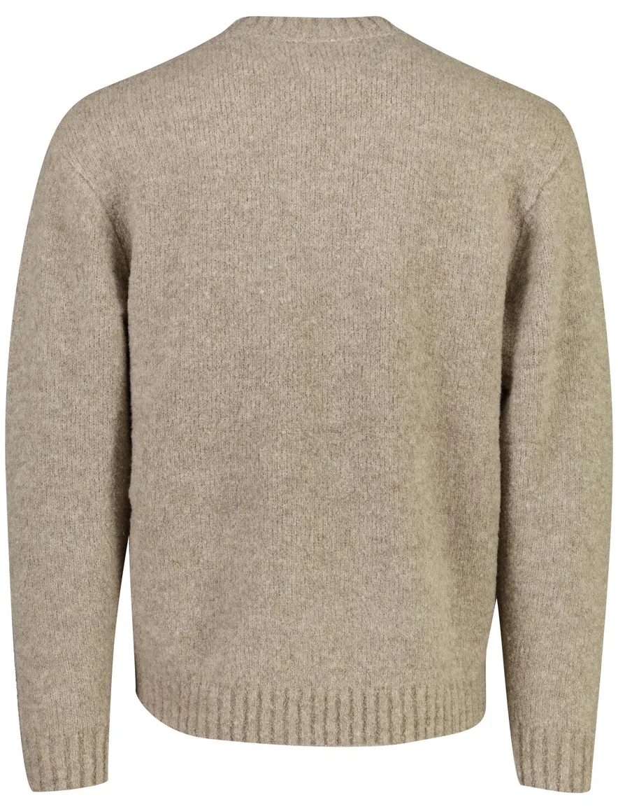 Supply & Co trui ronde hals beige gemeleerd wol