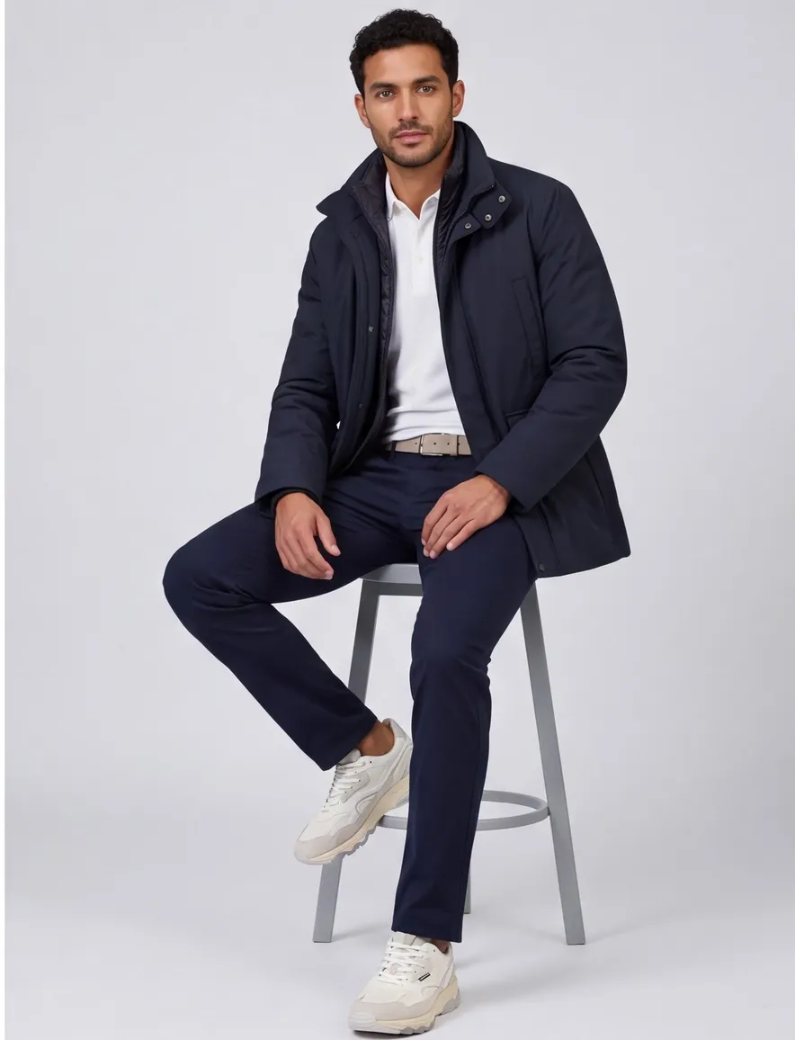 Pierre Cardin parka jas zwart gevoerd