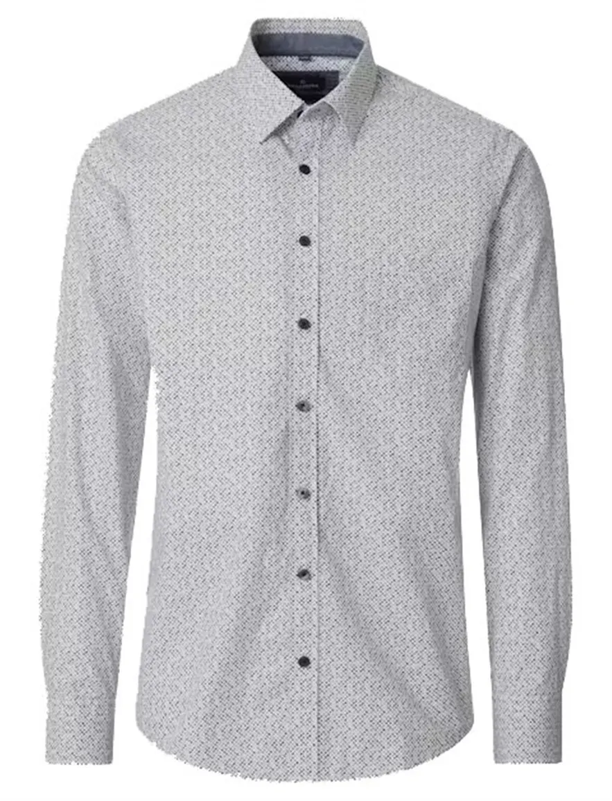 Casa Moda Casual Fit overhemd lichtblauw geruit mouwlengte 7