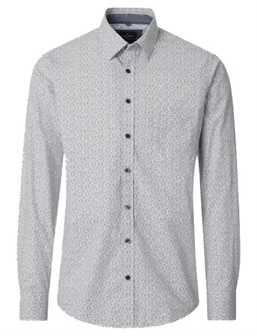 Casa Moda Casual Fit overhemd lichtblauw geruit mouwlengte 7