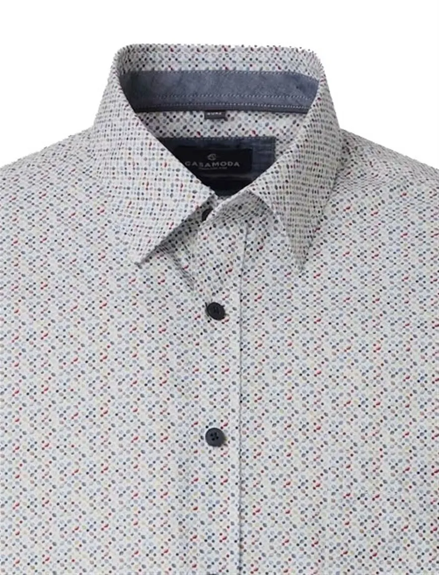 Casa Moda Casual Fit overhemd lichtblauw geruit mouwlengte 7