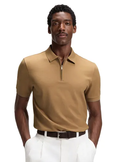 Hugo Boss BOSS Black poloshirt camel effen