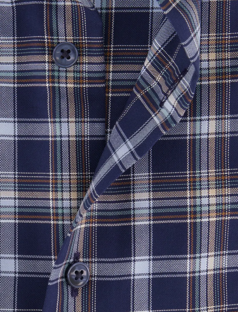 Overhemd Olymp donkerblauw strijkvrij geruit